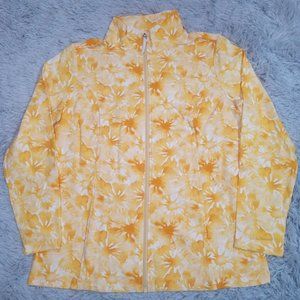 D & Co Active Womens Sweatshirt Jacket Yellow S Zip Up Long Sleeve Pockets Small